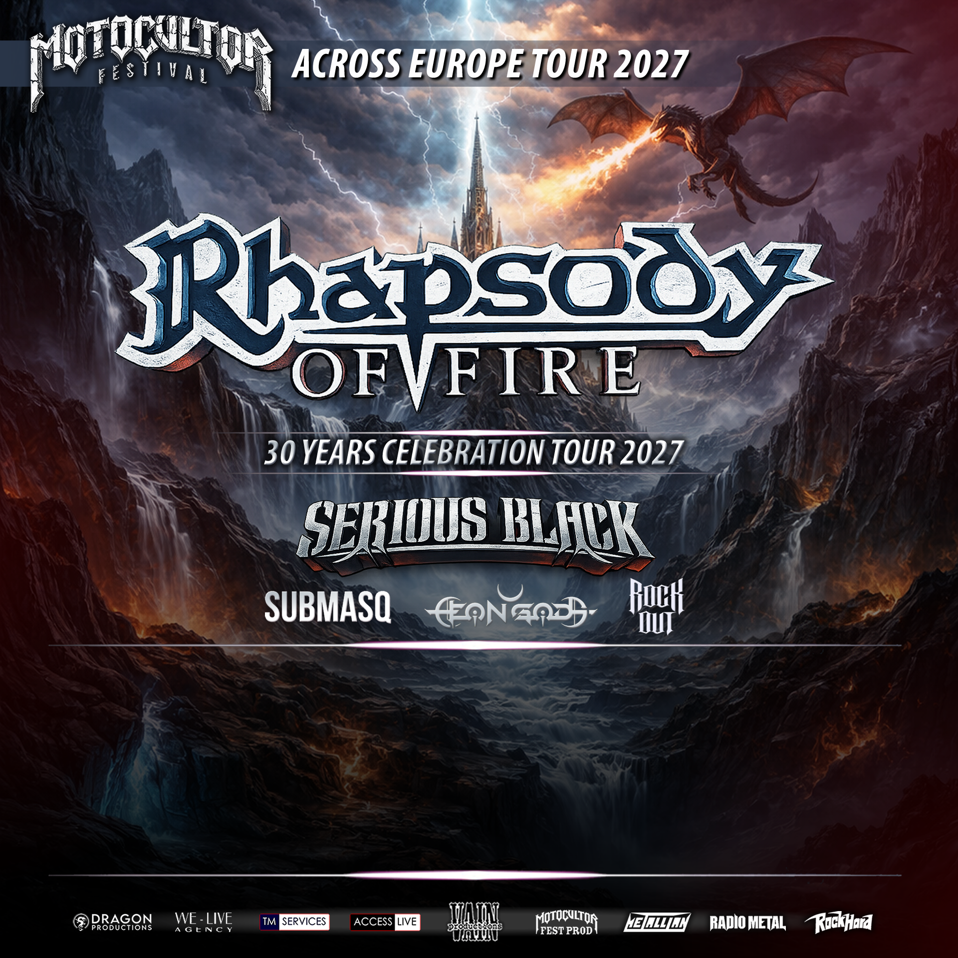 Affiche Motocultor Across Europe Tour 2027 en concert au Forum de Vauréal
